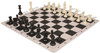 Weighted Standard Club Plastic Chess Set Black & Ivory Pieces with Black Lightweight Floppy Board Ivory Pieces View