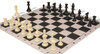 Weighted Standard Club Plastic Chess Set Black & Ivory Pieces with Black Lightweight Floppy Board Black Pieces Zoom