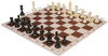 Weighted Standard Club Plastic Chess Set Black & Ivory Pieces with Brown Lightweight Floppy Board Ivory Pieces View