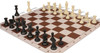 Weighted Standard Club Plastic Chess Set Black & Ivory Pieces with Brown Lightweight Floppy Board Ivory Pieces Zoom