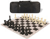 Executive Deluxe Carry-All Plastic Chess Set Black & Ivory Pieces with Lightweight Floppy Board & Bag - Black