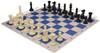 Executive Easy-Carry Plastic Chess Set Black & Ivory Pieces with Blue Lightweight Floppy Board Ivory Black Pieces View