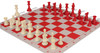 Standard Club Carry-All Plastic Chess Set Red & Ivory Pieces with Lightweight Floppy Board - Red