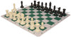 Professional Plastic Chess Set Black & Ivory Pieces with Green Lightweight Floppy Board Black Pieces View