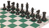 Professional Plastic Chess Set Black & Ivory Pieces with Green Lightweight Floppy Board Black Pieces