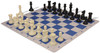 Professional Plastic Chess Set Black & Ivory Pieces with Blue Lightweight Floppy Board Black Pieces View