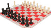 Professional Plastic Chess Set Black & Ivory Pieces with Red Lightweight Floppy Board Ivory Pieces Zoom