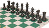 Professional Plastic Chess Set Black & Camel Pieces with Green Lightweight Floppy Board Black Pieces