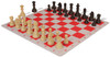 German Knight Deluxe Carry-All Plastic Chess Set Brown & Natural Wood Grain Pieces with Floppy Board – Red