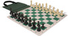 German Knight Easy-Carry Plastic Chess Set Black & Ivory Pieces with Green Lightweight Floppy Board Ivory Pieces View