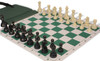 German Knight Easy-Carry Plastic Chess Set Black & Ivory Pieces with Green Lightweight Floppy Board Ivory Pieces Zoom