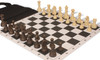 German Knight Easy-Carry Plastic Chess Set Wood Grain Pieces with Black Lightweight Floppy Board Natural Pieces Zoom