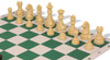 German Knight Plastic Chess Set Brown & Natural Wood Grain Pieces with Green Lightweight Floppy Board Natural Pieces