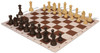 German Knight Large Carry-All Plastic Chess Set Wood Grain Pieces with Brown Lightweight Floppy Board Natural Pieces View