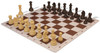 German Knight Large Carry-All Plastic Chess Set Wood Grain Pieces with Brown Lightweight Floppy Board Brown Pieces View