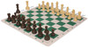 German Knight Large Carry-All Plastic Chess Set Wood Grain Pieces with Green Lightweight Floppy Board Natural Pieces View