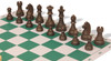 German Knight Large Carry-All Plastic Chess Set Wood Grain Pieces with Green Lightweight Floppy Board Brown Pieces