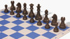 German Knight Large Carry-All Plastic Chess Set Wood Grain Pieces with Blue Lightweight Floppy Board Brown Pieces