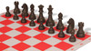 German Knight Large Carry-All Plastic Chess Set Wood Grain Pieces with Red Lightweight Floppy Board Brown Pieces
