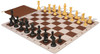 Weighted Standard Club Classroom Plastic Chess Set Black & Camel Pieces with Brown Lightweight Floppy Board Camel Pieces View