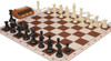 Standard Club Large Carry-All Plastic Chess Set Black & Ivory Pieces with Clock, Bag, & Lightweight Floppy Board - Brown
