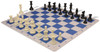 Standard Club Large Carry-All Plastic Chess Set Black & Ivory Pieces with Clock, Bag, & Lightweight Floppy Board - Royal Blue