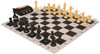 Standard Club Carry-All Plastic Chess Set - Black & Camel Pieces with Clock, Bag, & Floppy Board - Black