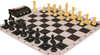 Standard Club Carry-All Plastic Chess Set - Black & Camel Pieces with Clock, Bag, & Floppy Board - Black