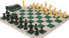 Standard Club Carry-All Plastic Chess Set - Black & Camel Pieces with Clock, Bag, & Floppy Board - Green