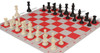 Standard Club Double-Weighted Carry-All Plastic Chess Set - Black & Ivory Pieces with Bag, Clock, & Floppy Board - Red