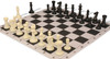 Executive Carry-All Plastic Chess Set - Black & Ivory Pieces with Clock & Floppy Board - Black