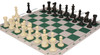 Executive Carry-All Plastic Chess Set - Black & Ivory Pieces with Clock & Floppy Board - Green