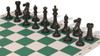 Executive Carry-All Plastic Chess Set - Black & Ivory Pieces with Clock & Floppy Board - Green