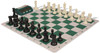 Conqueror Carry-All Plastic Chess Set - Black & Ivory Pieces with Clock & Floppy Board - Green