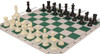 Conqueror Carry-All Plastic Chess Set - Black & Ivory Pieces with Clock & Floppy Board - Green