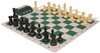 Conqueror Carry-All Plastic Chess Set - Black & Camel Pieces with Clock & Floppy Board - Green