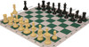 Conqueror Carry-All Plastic Chess Set - Black & Camel Pieces with Clock & Floppy Board - Green