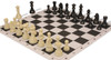 Tournament Special Carry-All Plastic Chess Set - Black & Aged Ivory Pieces with Clock & Floppy Board – Black