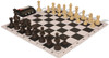 German Knight Carry-All Plastic Chess Set -  Wood Grain Pieces, Clock & Floppy Board – Black