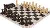 German Knight Carry-All Plastic Chess Set -  Wood Grain Pieces, Clock & Floppy Board – Black