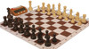 German Knight Carry-All Plastic Chess Set - Wood Grain Pieces, Clock & Floppy Board – Brown
