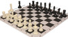 Conqueror Deluxe Carry-All Plastic Chess Set Black & Ivory Pieces with Clock & Floppy Board - Black