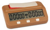 Conqueror Deluxe Carry-All Plastic Chess Set Black & Camel Pieces with Clock & Lightweight Floppy Board - Brown