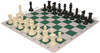 Professional Deluxe Carry-All Plastic Chess Set Black & Ivory Pieces with Clock & Floppy Board – Green