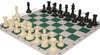 Professional Deluxe Carry-All Plastic Chess Set Black & Ivory Pieces with Clock & Floppy Board – Green