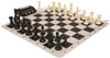 Executive Deluxe Carry-All Plastic Chess Set Black & Ivory Pieces with Clock & Floppy Board & Bag - Black