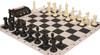 Executive Deluxe Carry-All Plastic Chess Set Black & Ivory Pieces with Clock & Floppy Board & Bag - Black