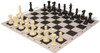 Executive Deluxe Carry-All Plastic Chess Set Black & Ivory Pieces with Clock & Floppy Board & Bag - Black