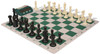 Executive Deluxe Carry-All Plastic Chess Set Black & Ivory Pieces with Clock & Floppy Board & Bag - Green