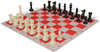 Executive Deluxe Carry-All Plastic Chess Set Black & Ivory Pieces with Clock & Floppy Board & Bag - Red